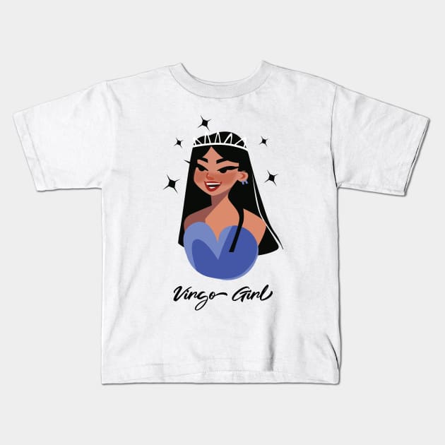 Virgo Girl Zodiac Sign Astrology Kids T-Shirt by Science Puns